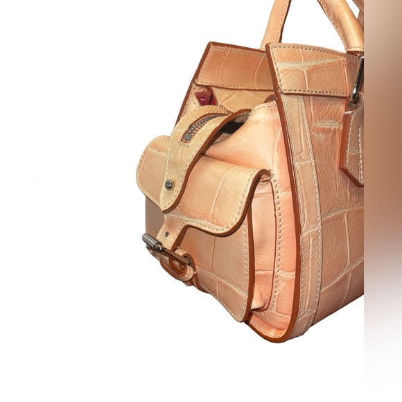 Vintage Dooney & Bourke Peach Medium Side Pocket Satchel Hand Bag Made In Italy - Picture 5 of 15